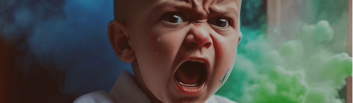 close up of an angry baby's face