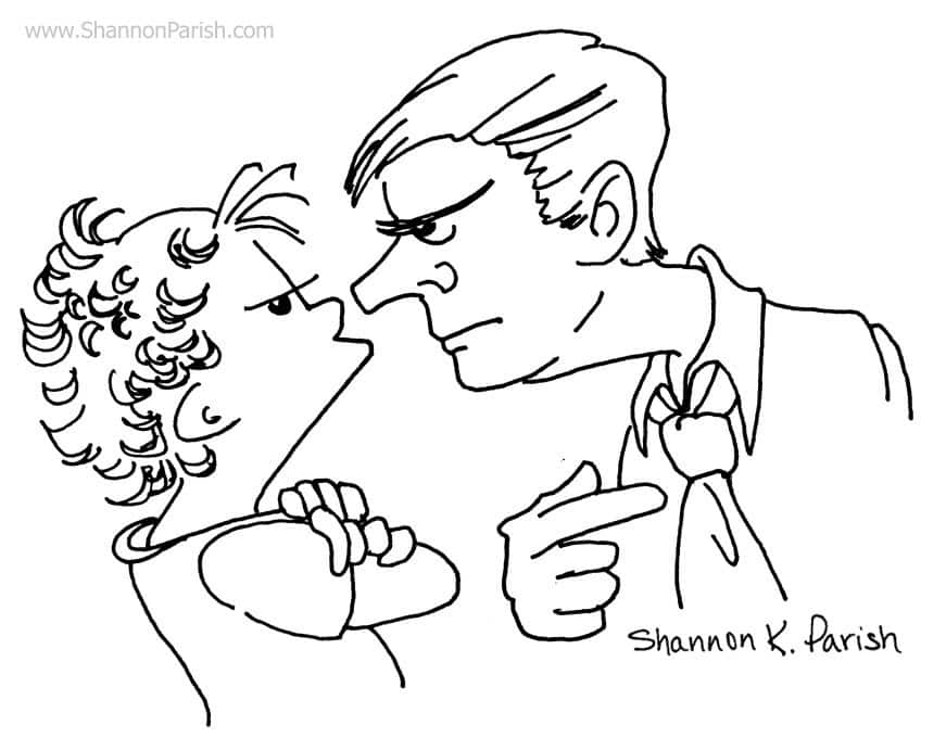 Increased count of a child and adult arguing, illustrating parental conflict and communication issues.